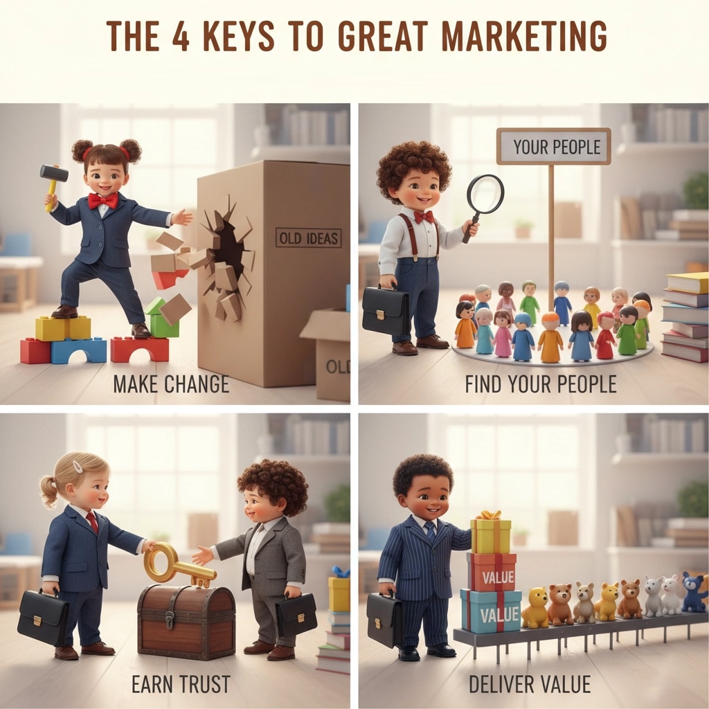 The 4 Keys to Great Marketing: Make Change, Find Your People, Earn Trust, Deliver Value